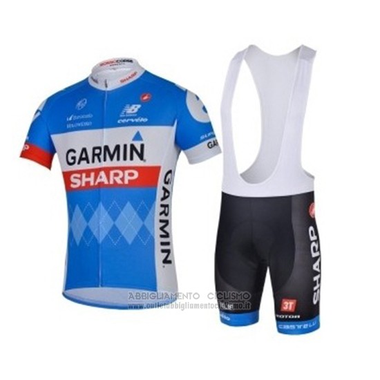 2018 Abbigliamento Ciclismo Garmin Sharp Blu Manica Corta Salopette